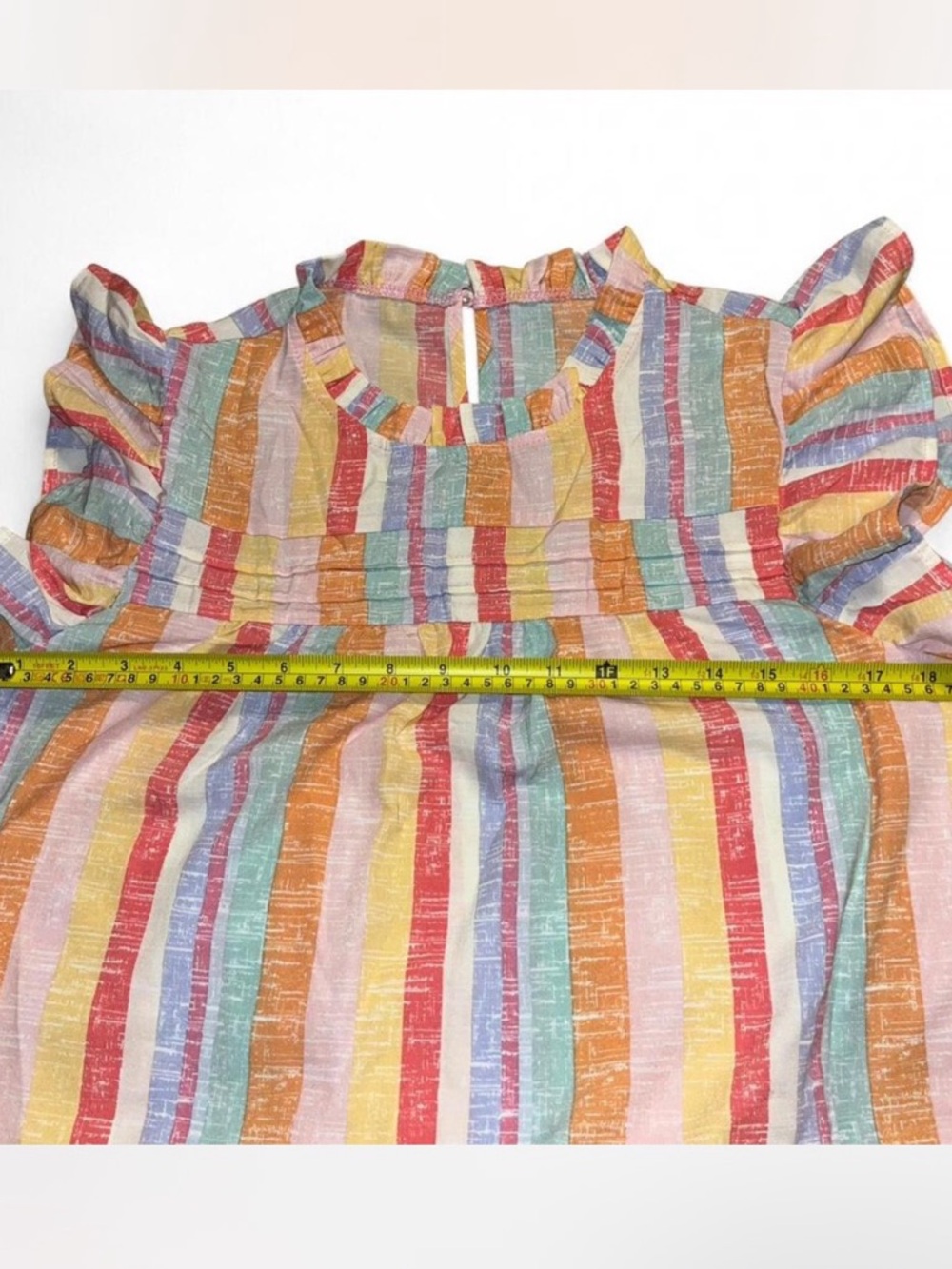 Striped Ruffle Sleeve Tank Top - Multi - Picture 6 of 6